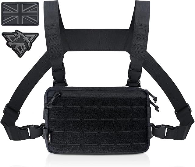 WYNEX Tactical Chest Rig Pack for Men, Running Chest Bag with Front Loop Airsoft Recon Chest Rigs for Hunting Outdoor EDC Combat Patch Included