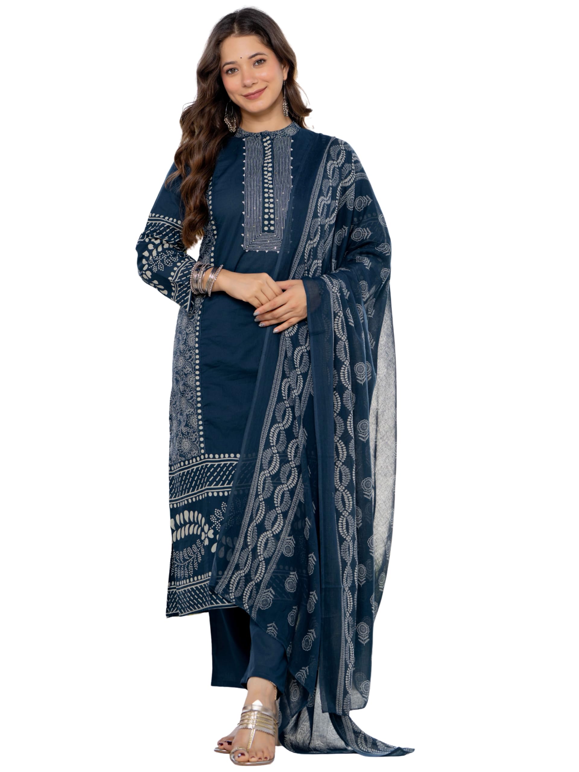 amayra Women's Pure Cotton Straight Kurta Set with Palazzo Pants & Dupatta|Ethnic wear|Kurta Set for Women-picture-41