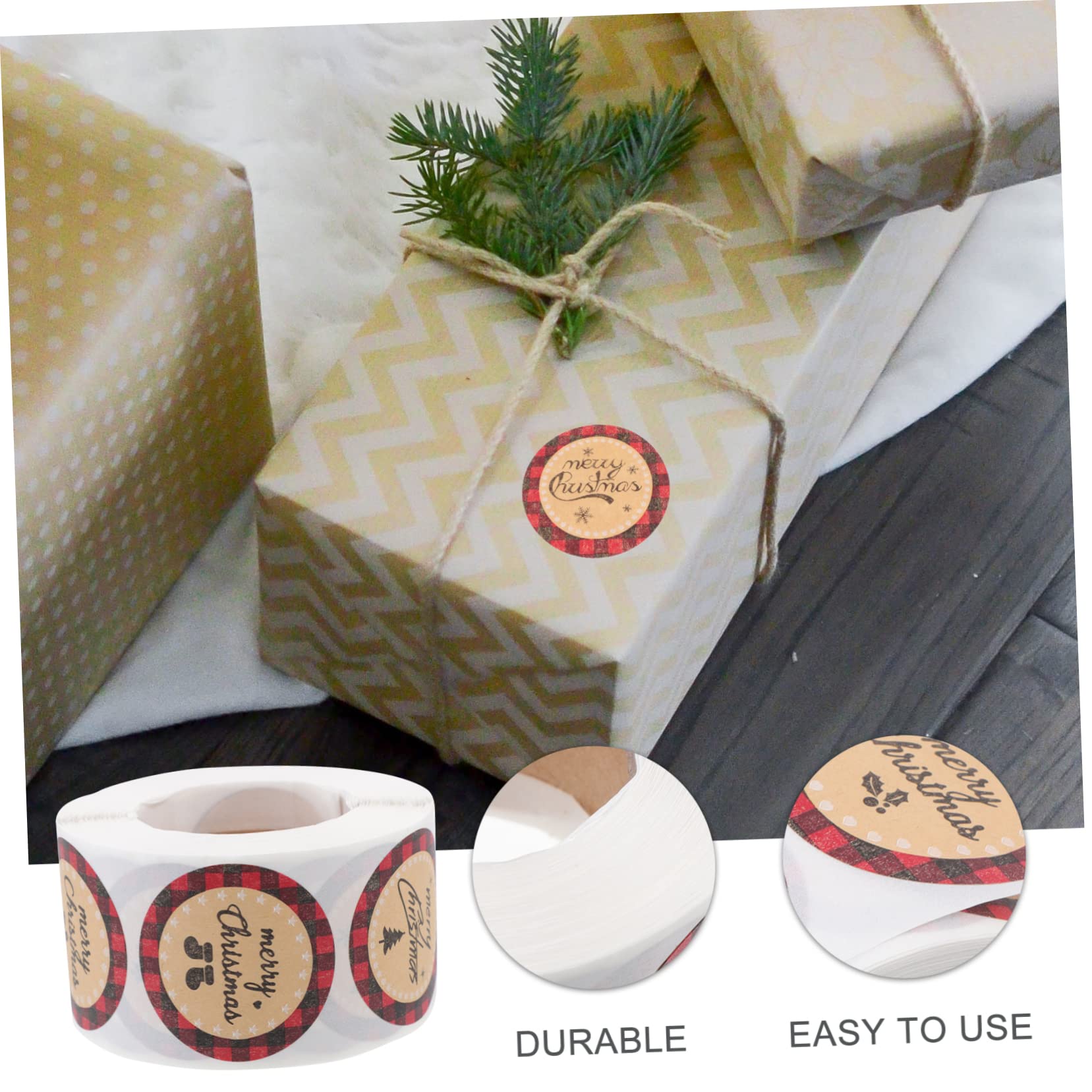 SHINEOFI 3rotoli Adesivi Per Confezioni Natalizie Etichette Carta Kraft Con Design Festivo Adesivi Per Regali e Buste Facili Da Applicare e Rimuovere Senza Residui