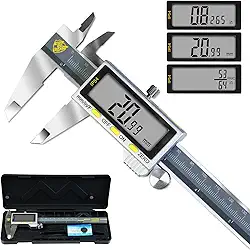 YELLOW JACKET Ferramenta De Medição De Paquímetro Digital De 6 Polegadas, Micrômetro De Paquímetro Ip54 Com Tela Led Grande E Interruptor De Polegada/Mm/Fração, Ferramenta De Paquímetro Para Bricol