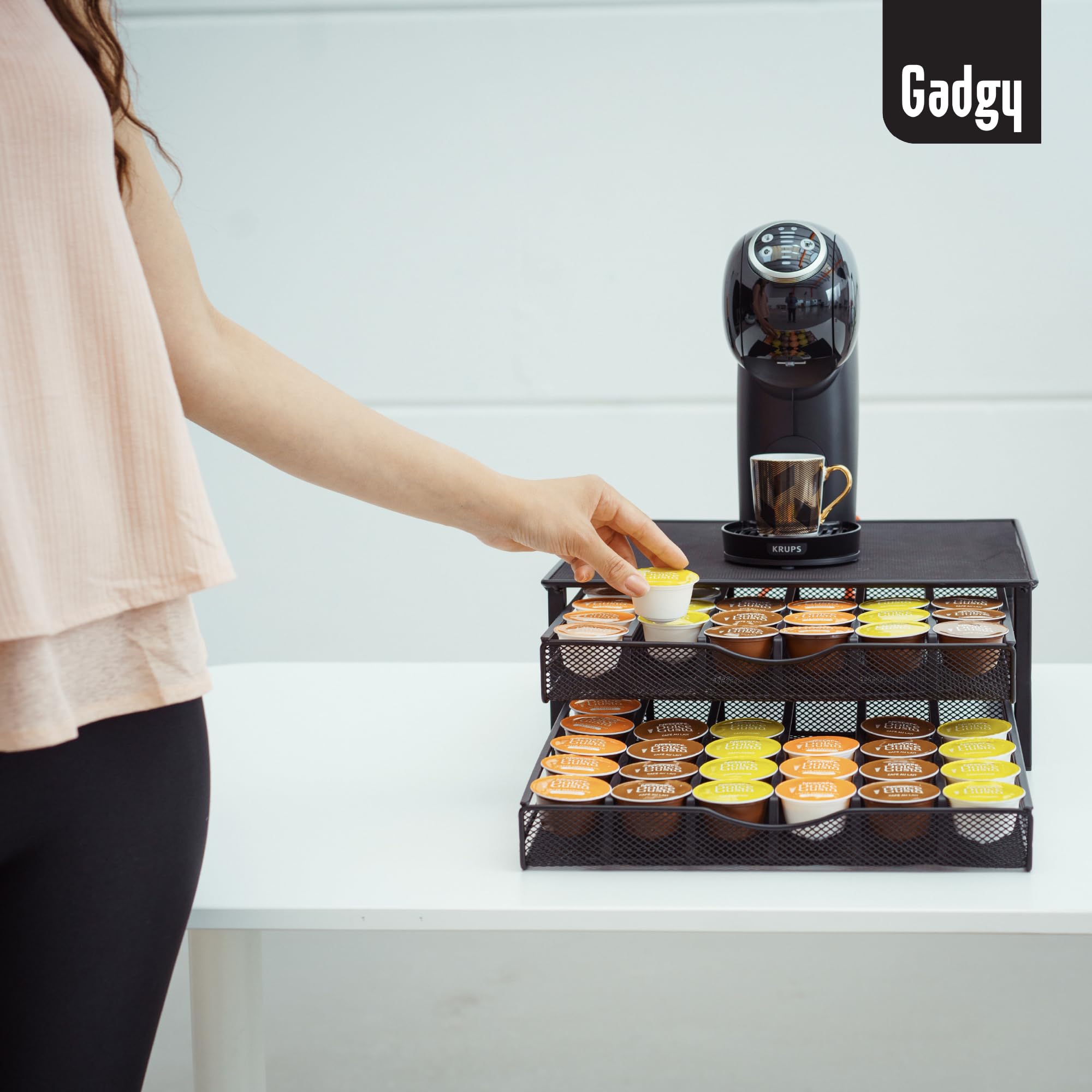 Gadgy Porta Cápsulas Dolce Gusto – Organizador para 72 Cápsulas, Metal Negro, Antideslizante y Resistente a Golpes, Portacápsulas para Café