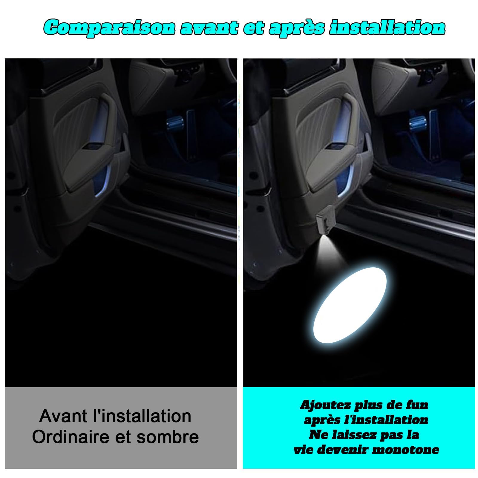 LSDINDF 2 Projecteurs Logo LED Porte Voiture - Éclairage Bienvenue USB 99% Voitures
