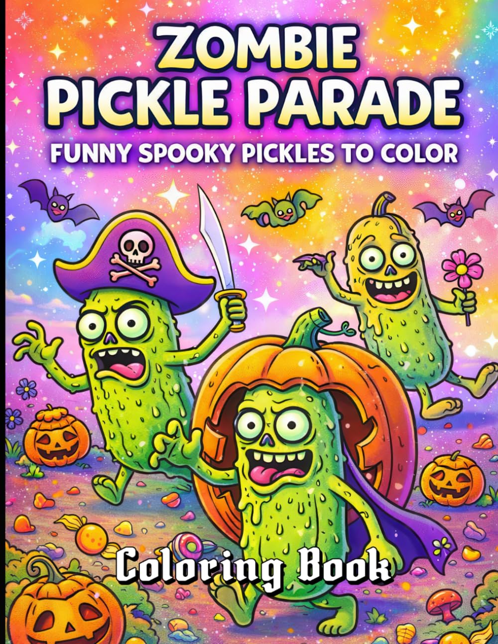 Zombie Pickle Parade Coloring Book: Funny Spooky Pickles to Color.