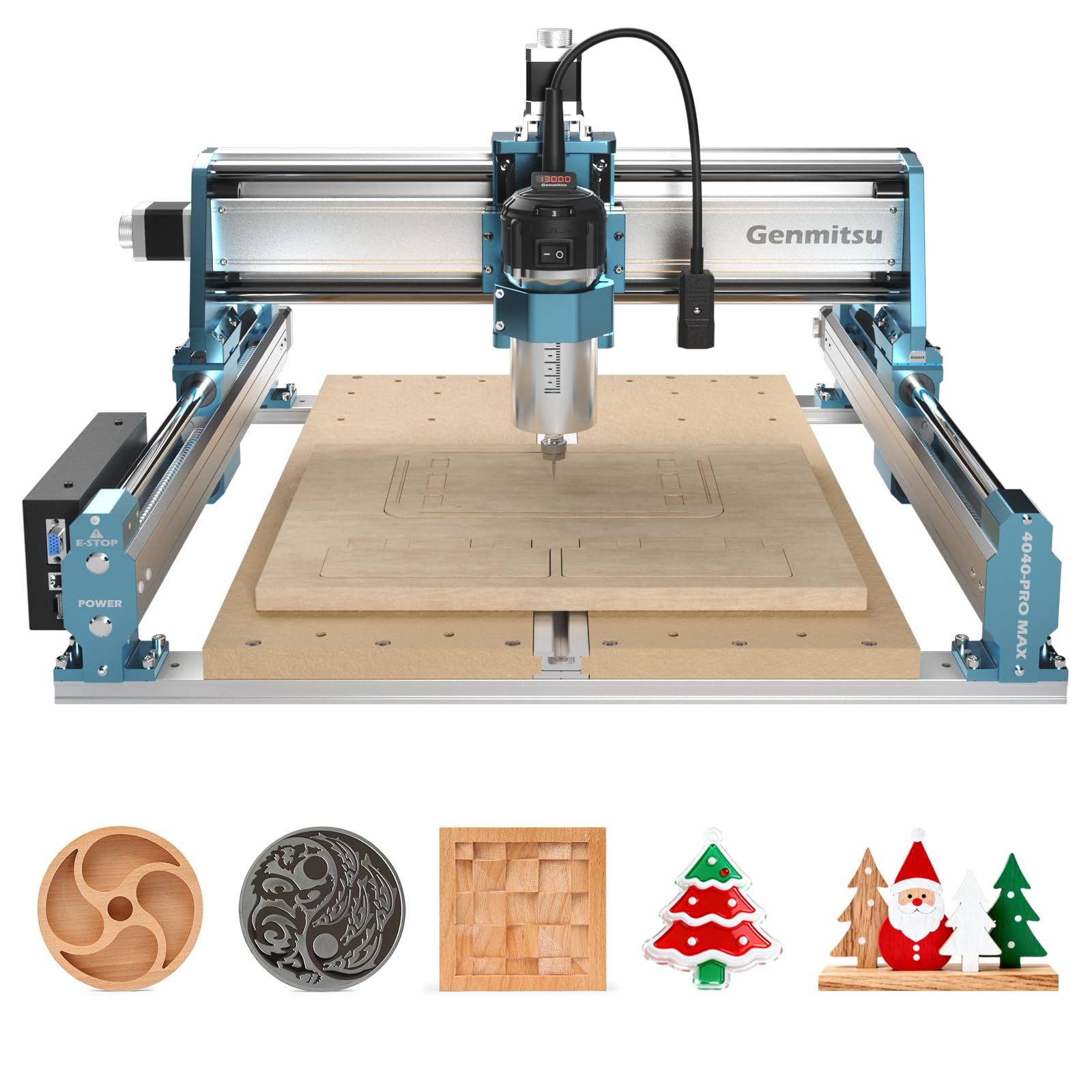 Genmitsu CNC Router Machine 4040-PRO MAX with 710W Trimmer CNC Router & Linear Rail Driven, 3 Axis Engraving Machine for Wood Metal Acrylic Cutting