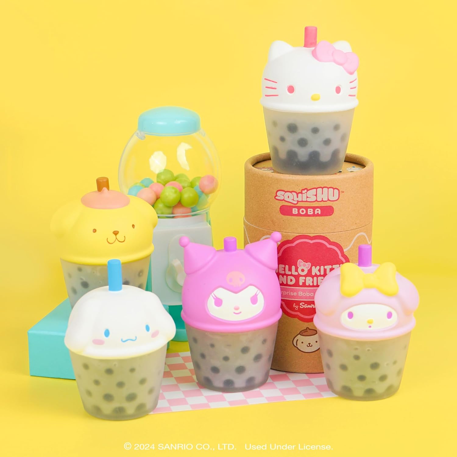 Hamee Sanrio Hello Kitty and Friends [Surprise Blind Capsule] [Boba Series] Cute Squishy Figurine [Birthday Gift Bags, Party Favors, Gift Basket Filler] - 1 Pc.