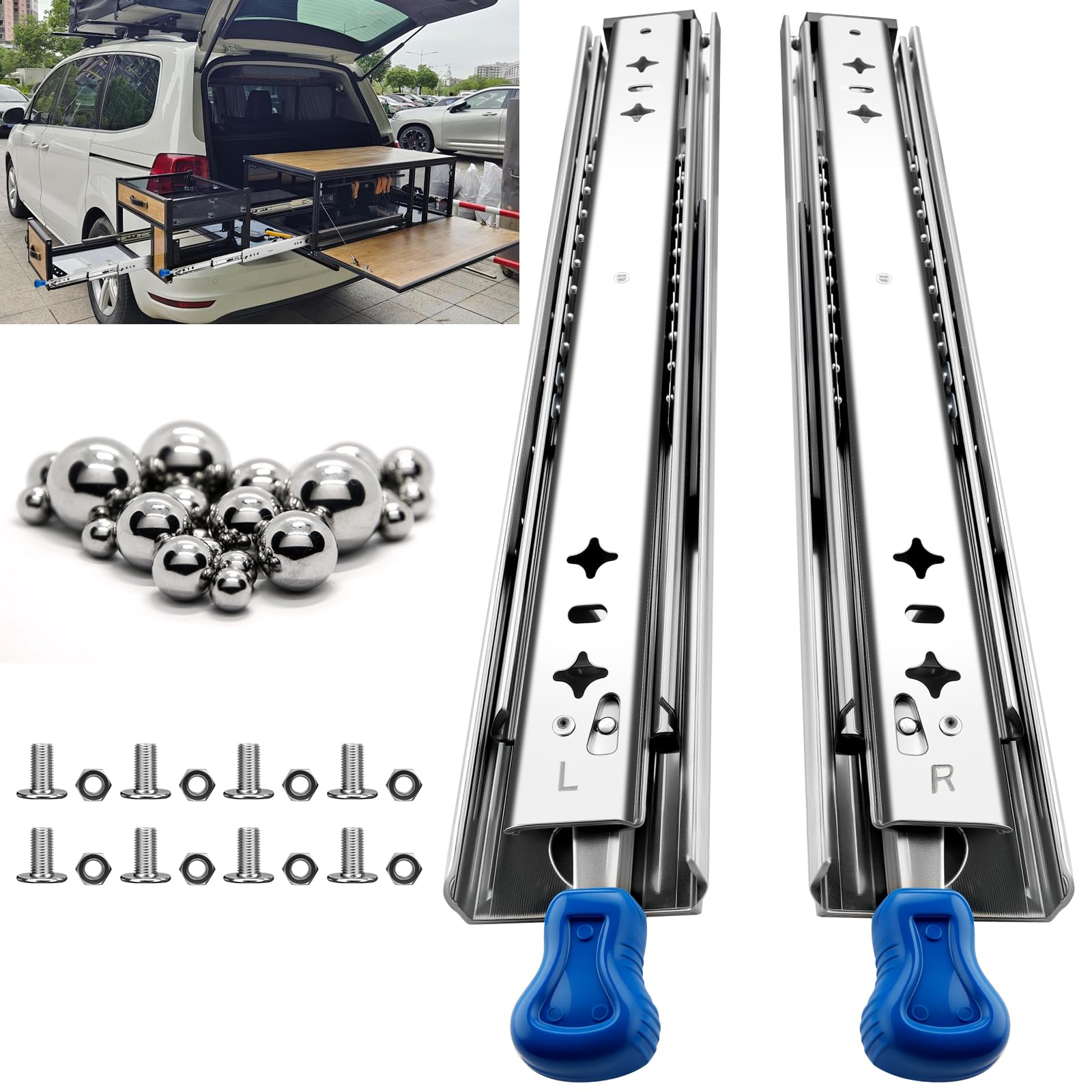 Glissières de tiroir de 40 cm rail verrouillage industriel charge 113,4 kg