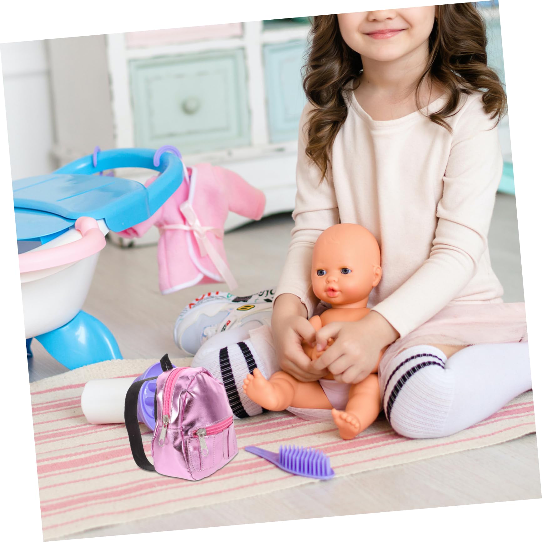 KONTONTY Kleiner Puppenrucksack aus Polyester Strapazierfähig Tragbar als Puppendekorationszubehör für Bjd Puppen und Puppenhaus Sammler