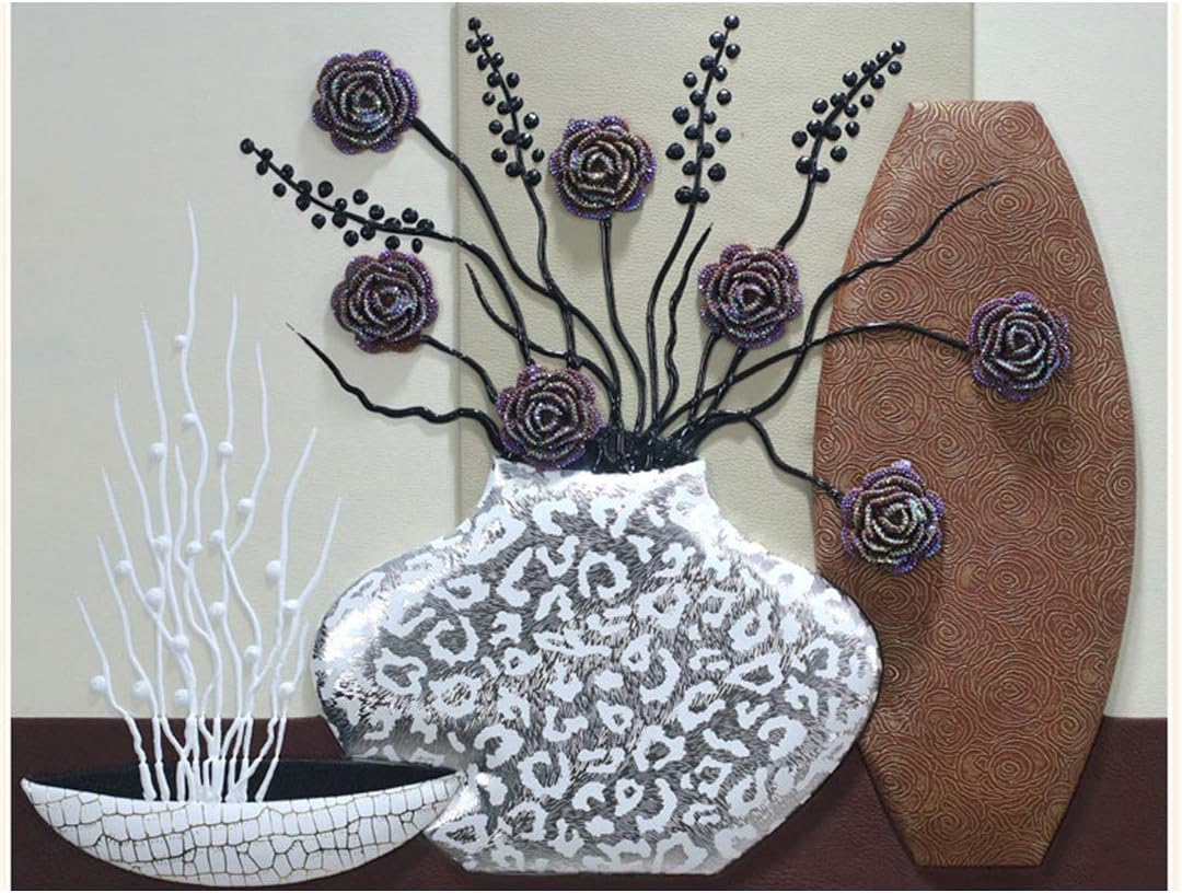 Gaomiモダンアート 花 パネル アートパネル ウォールデコ メーターボックス壁掛け インテリア 枝 花瓶 額付き キャンバス 浮き彫り 立体 おしゃれ リビング ホテル 玄関 事務室 新築祝い ギフト C