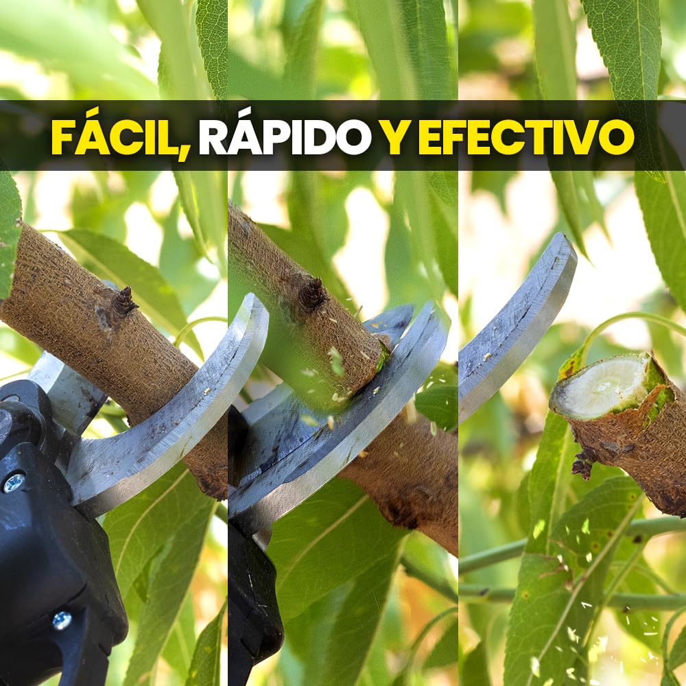MAKTUL Tijeras de Podar Eléctricas Batería 8000mAh (2 Baterías 4000mAh 20V 500W) Alta Potencia y Seguridad, Tijera Eléctrica Podadora Ramas Tallos Plantas Árboles Jardín Poda con Maletín y Accesorios