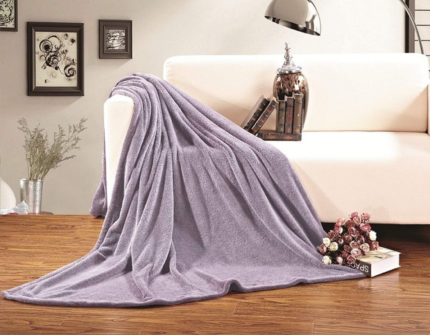 Couverture de luxe ultra douce en polaire pour lit simple lila