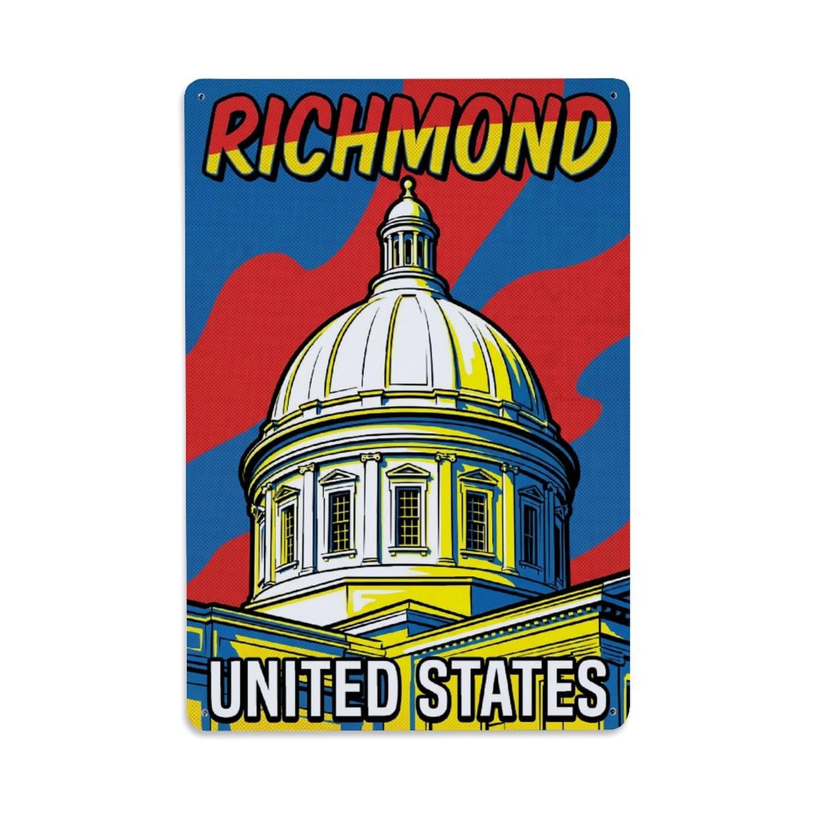 Xanthor Style Retro Travel United States Richmond Metal Tin Sign