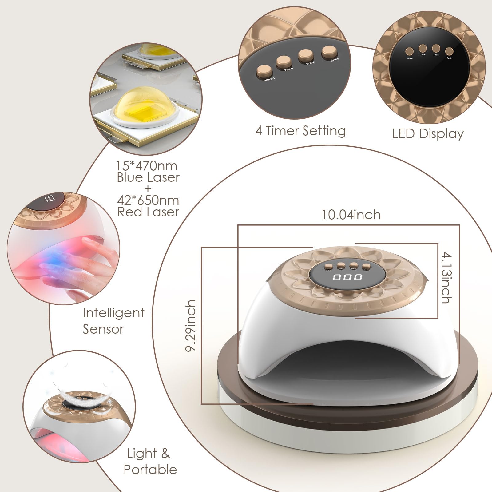 Nail Fungo Laser Aggiornamento Dispositivo Terapia, con Sessioni Regolabili 3/5/7/10 minuti,Nail Laser Pulizia Unghie e Onicomicosi,Nail Fungo Remover con 15 * 470nm Luce Blu + 42 * 650nm Luce rossa