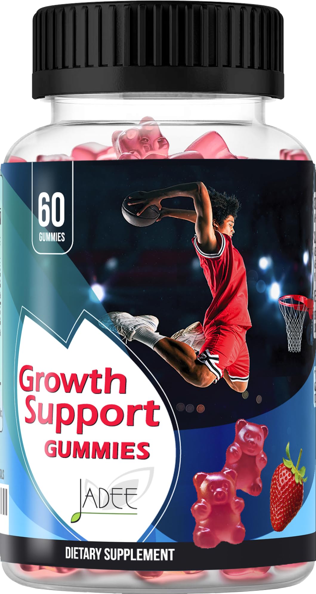 Jadee Growth Support Gummies for Teens & Kids Calcium 325mg, Teen Vitamins D3,K2,C, Magnesium, Ashwagandha, Zinc, L-Arginine - Bone Healthy Growth, Development, Strength & Immunity