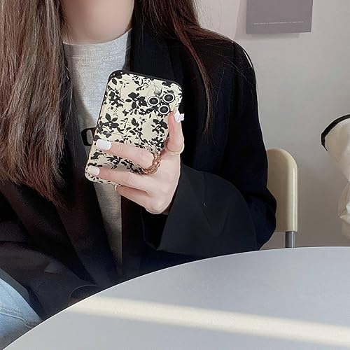 Miniatura 7 de Funda para teléfono con diseño retro de flores negras compatible con iPhone 13 Pro, diseño moderno con bonitas flores, diseño elegante, funda