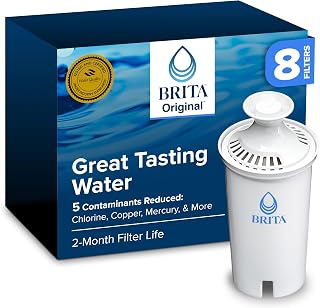 Standard Water Filter for Pitchers and Dispensers, BPA-Free, Reduces Copper, Cadmium and Mercury Impurities, Lasts Two Months or 40 Gallons, Includes 2 Filters