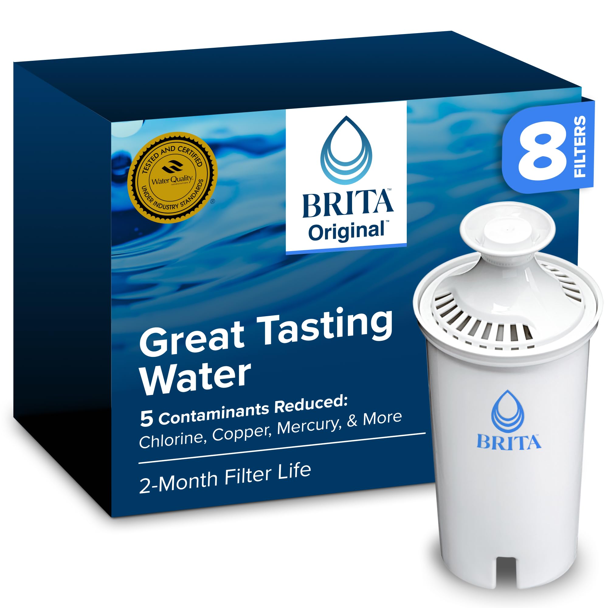 Brita Longlast filtre à eau cartouche standard universelle filtration chlore 8ct