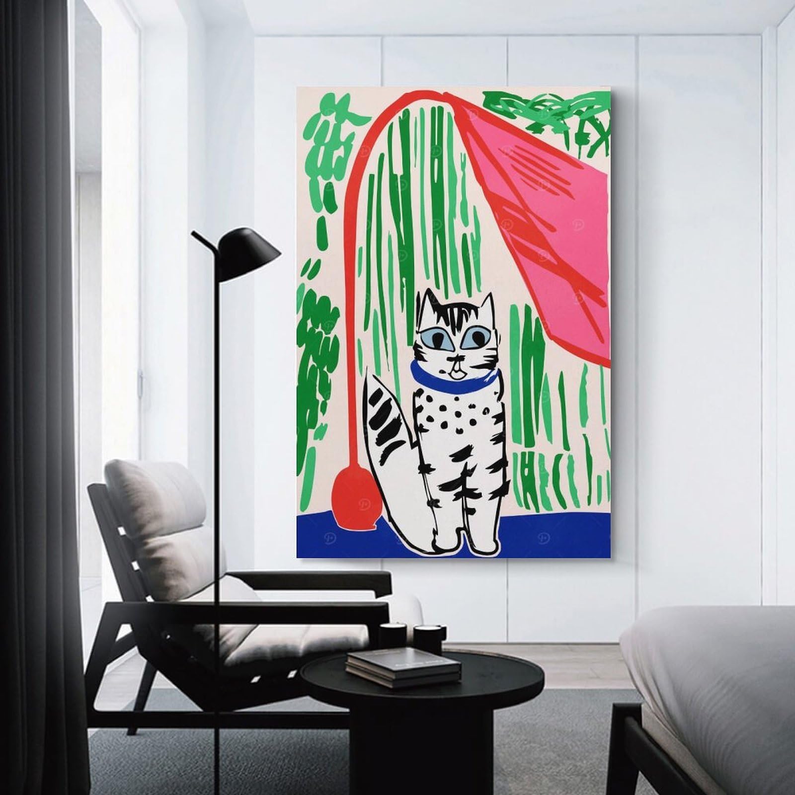 Junmoney Unframe-Style-21 Smol Cat Painting Decorative Canvas Print 20X30inch(50X75cm), For Gallery Wall Layouts In Home Or Office, Home Wall Art For Statement Displays