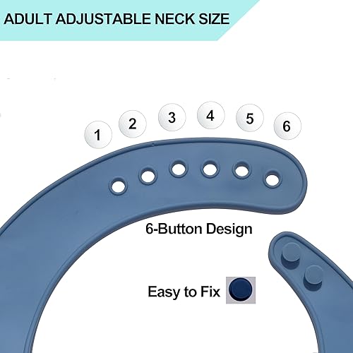 Miniatura 4 de Baberos de silicona para adultos, baberos ajustables y lavables para hombres y mujeres mayores, impermeables para ancianos con atrapador de migas