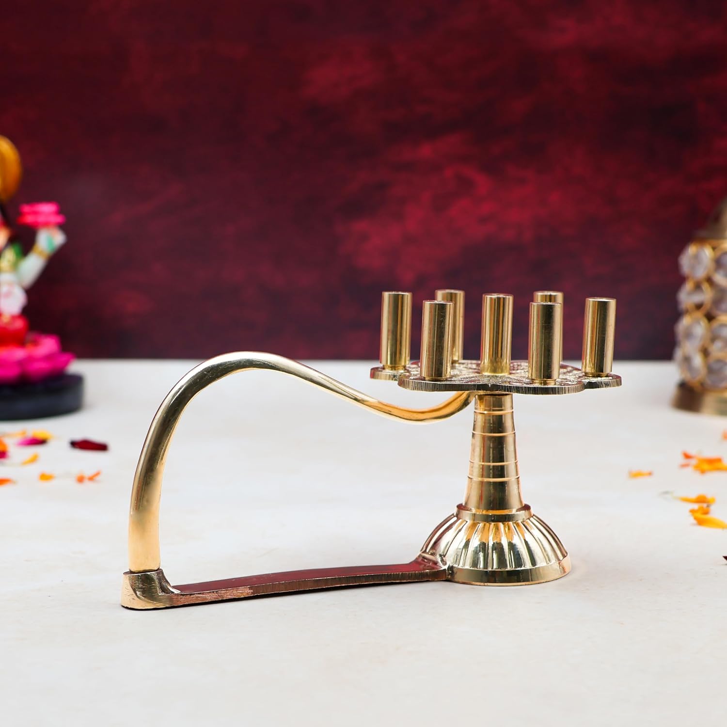 Brass Antique Incense Holder for Pooja, Home, Office, Temple/Golden Color Incense Holder/Incense Burner/aagarbatti Stick Incense Holder (Size : 16cm)