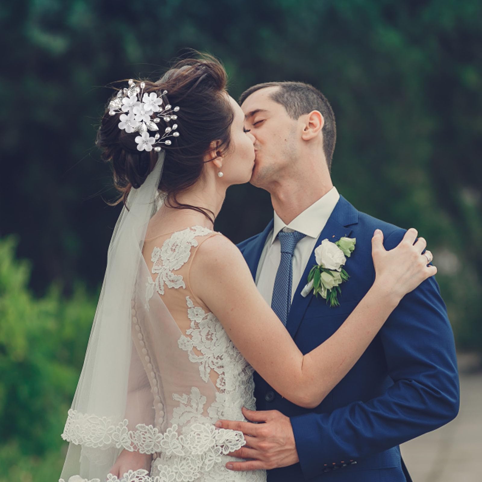 5 szt. kwiatowych spinek do włosów dla panny młodej, ozdoba na głowę z perłami ślubnymi, srebrne perły, ślubne akcesoria do włosów, spinki do włosów w kształcie litery U, dla kobiet, dziewcząt, na