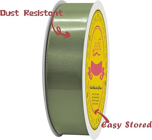 Miniatura 71 de Cinta de satén verde esmeralda de doble cara de 1-1/2 pulgadas x 50 yardas, cinta de poliéster verde esmeralda para envolver regalos, muy adecuada