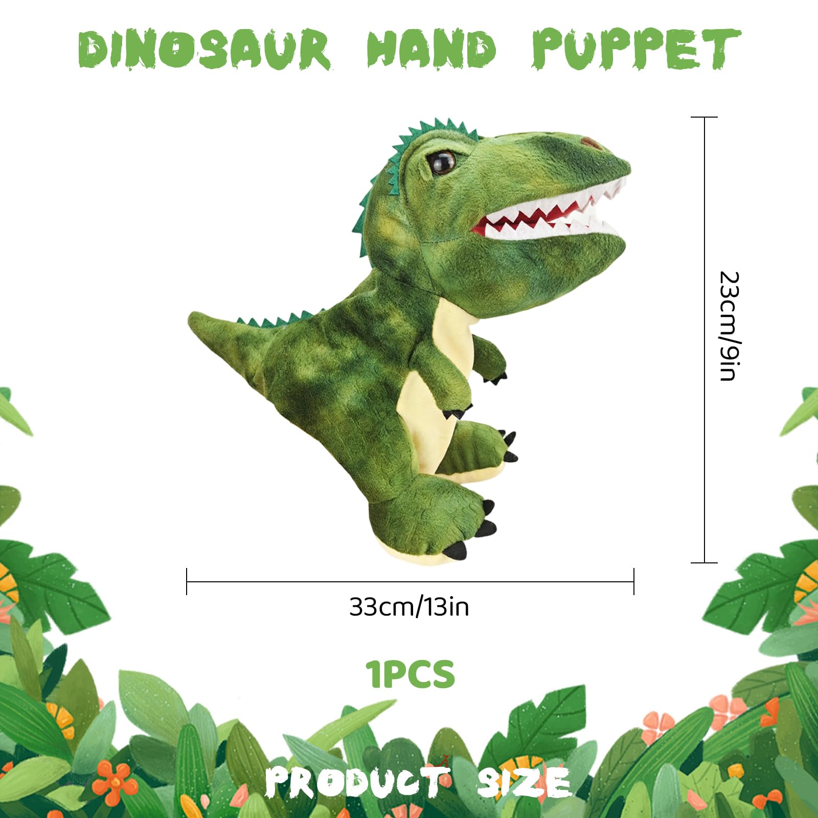 ACTOYS Marioneta Animales, Marioneta Peluche Mano, Marionetas de Mano para Niños Cuentos, Títeres de Mano, Finger Puppets, Contar Cuentos, Enseñar, Regalos de Cumpleaños, Pascua,Navidad (Tiranosaurio)