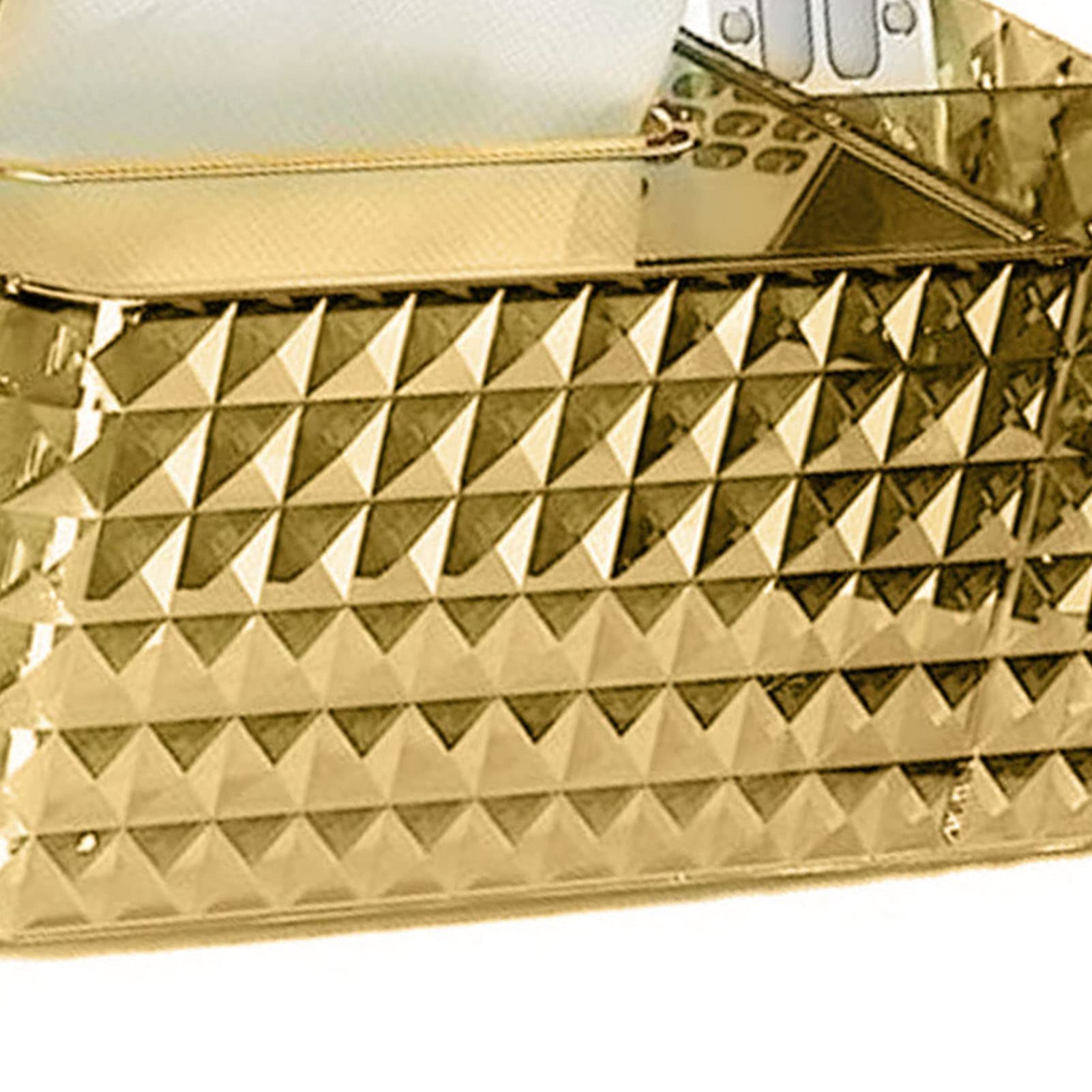 Scatola di fazzoletti, Porta Fazzoletti Texture Rhombus, Copri Scatola Rettangolare Trasparente per Fazzoletti, decorazione per casa e ufficio (Oro)
