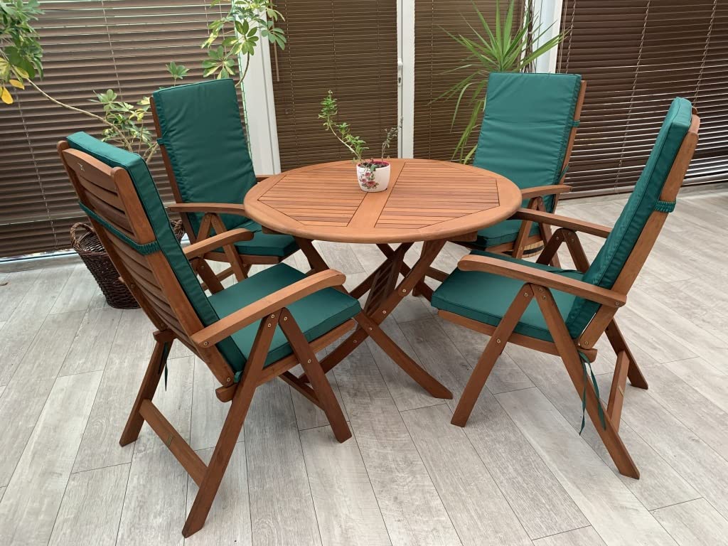 Rattanland® Gartenstuhlauflagen Hochlehner - Stuhlkissen Set - Wasserdichter Stoff - Sitzauflagen Hochlehner, Auflagen für Gartenmöbel, Hochlehner Auflagen, Sitzkissen für Gartenstühle (2, Grün)