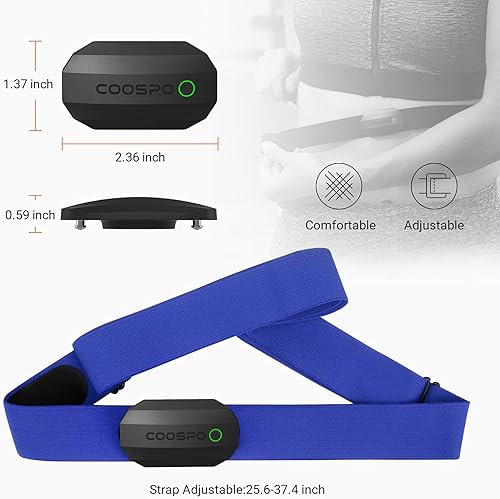 Vista 18 de COOSPO Bluetooth Heart Rate Monitor Chest Strap H808S, ANT+ BLE HR Monitor Chest, HRM IP67 Waterproof, 300H Battery Life Negro puro