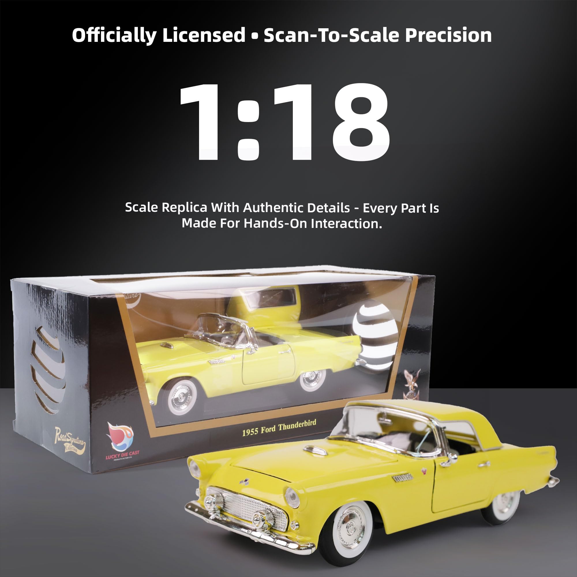 Amazon.com: LUCKY DIE CAST 1955 Ford Thunderbird 1/18 Scale Die