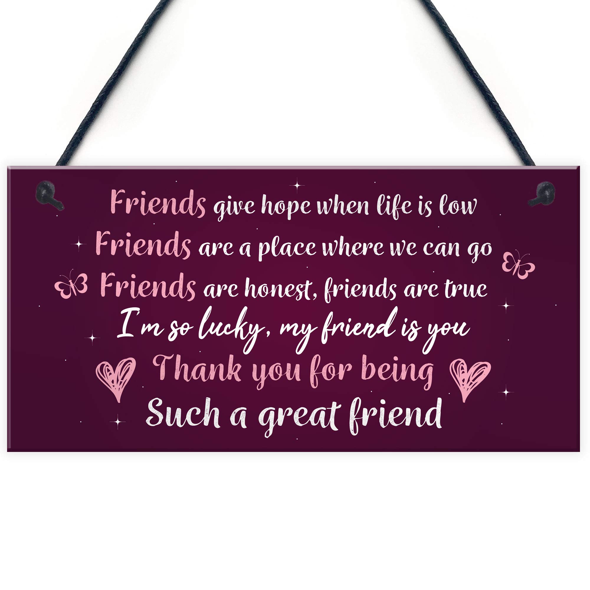 Thank You Gift For Best Friend Hanging Friendship Sign Best Friend Birthday Gift Keepsake