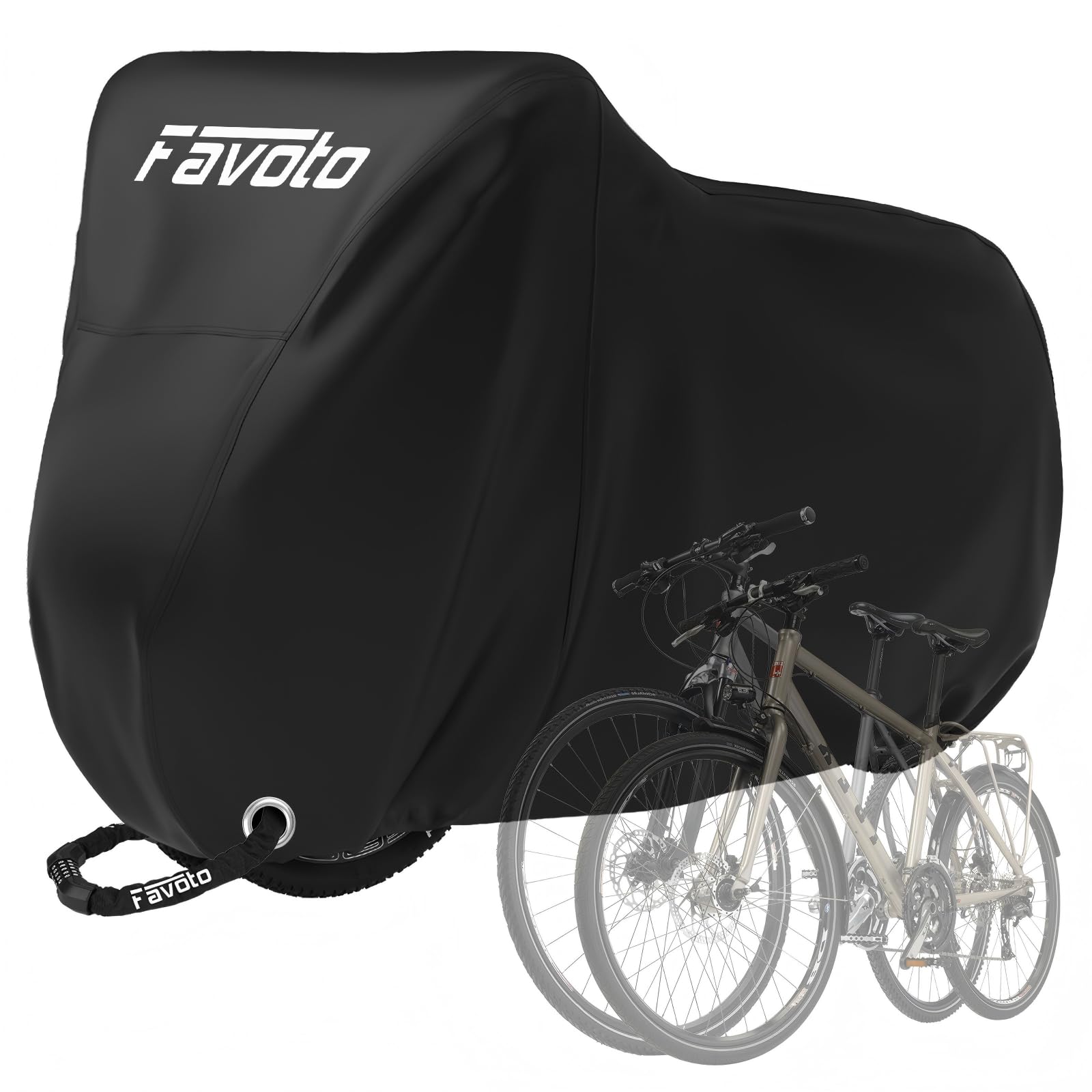 Favoto Bicycle Cover Waterproof Outdoor for 2 Bikes 210D Oxford | Bicycle Protective Cover Bicycle Cover Tear-Resistant Protection Against Rain Sun Wind for Mountain Bike Road Bike E-Bike 210