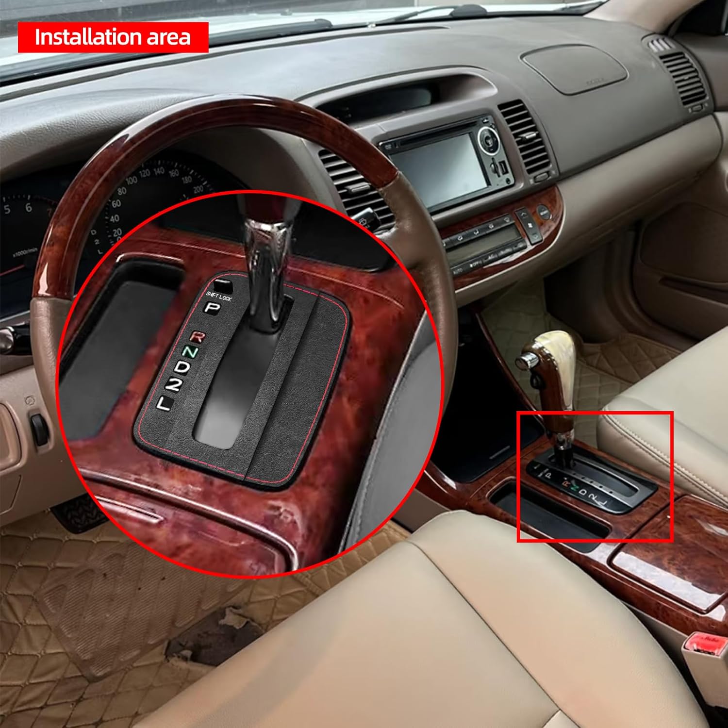 BETTERHUMZ Car Center Console Gear Shift Panel Trim Sticker Compatible with Toyota Camry XV30 2002-2005 for Alcantara Carbon Leather Interior Molding Accessories (Suede Black)