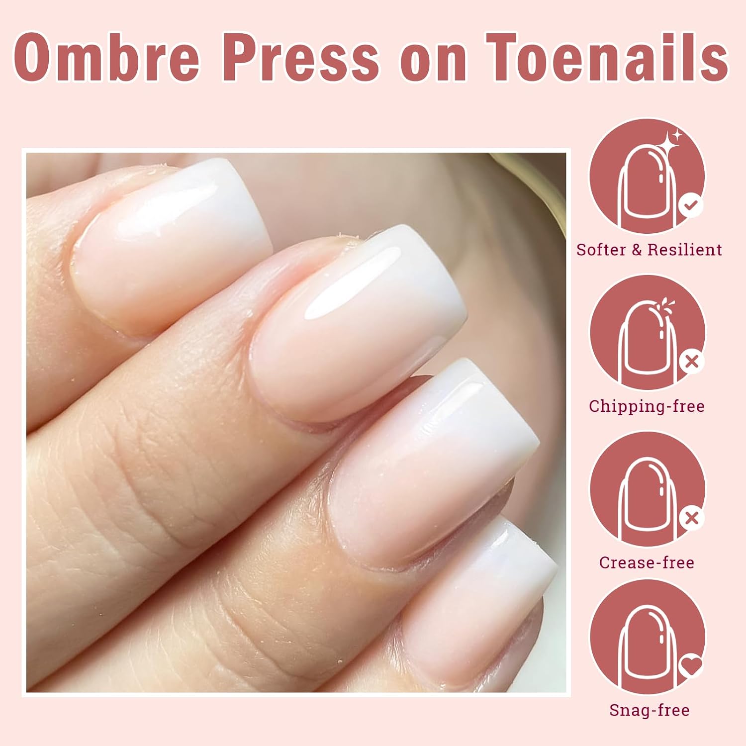 240pc Ombre Press on Nails Short Square Fake Nails with Tabs File