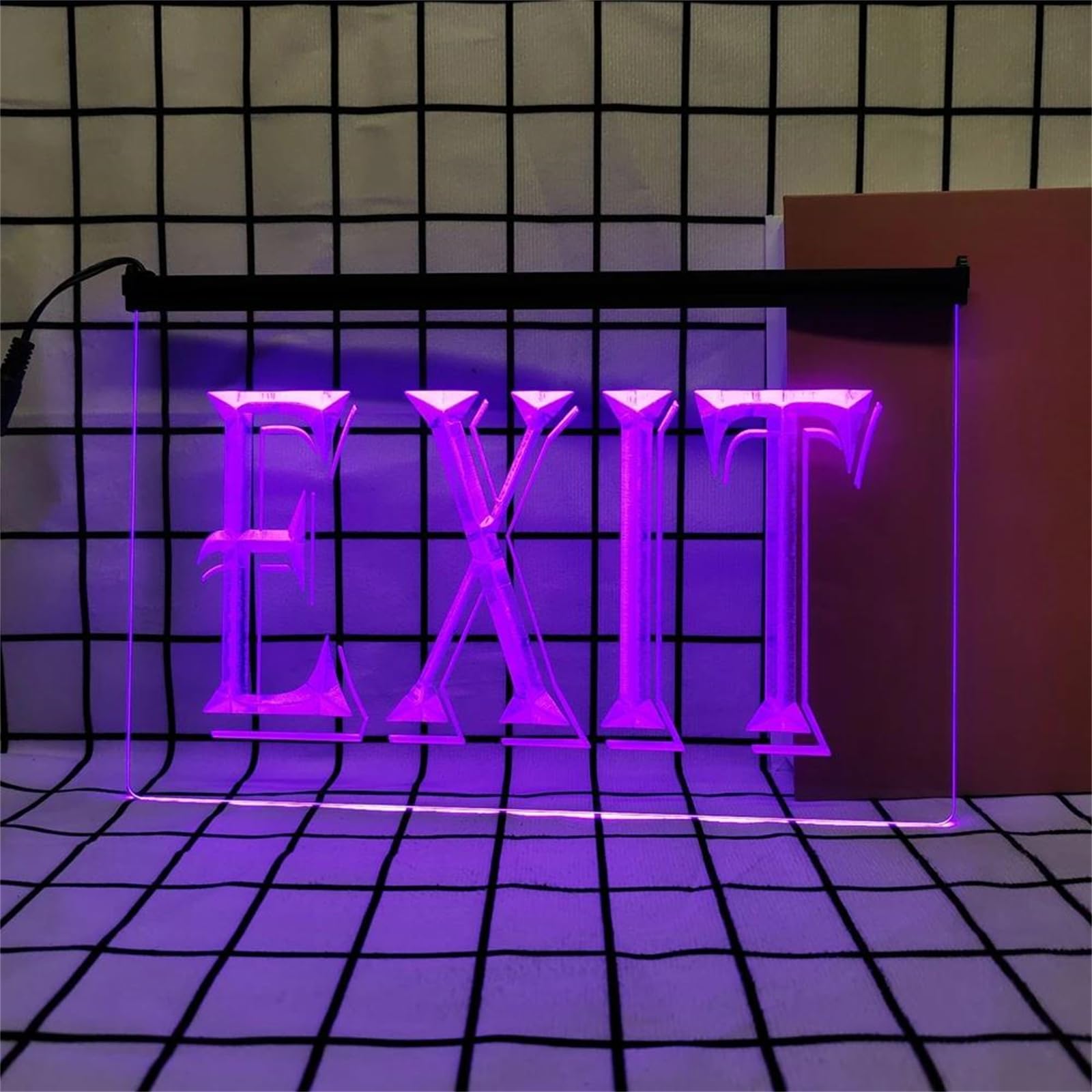 KEYQEEN Exit Neon Sign for Wall Decor, USB Powered Dimmable LED Neon Lights for Shop Mall Bar Club,Purple,30x20cm