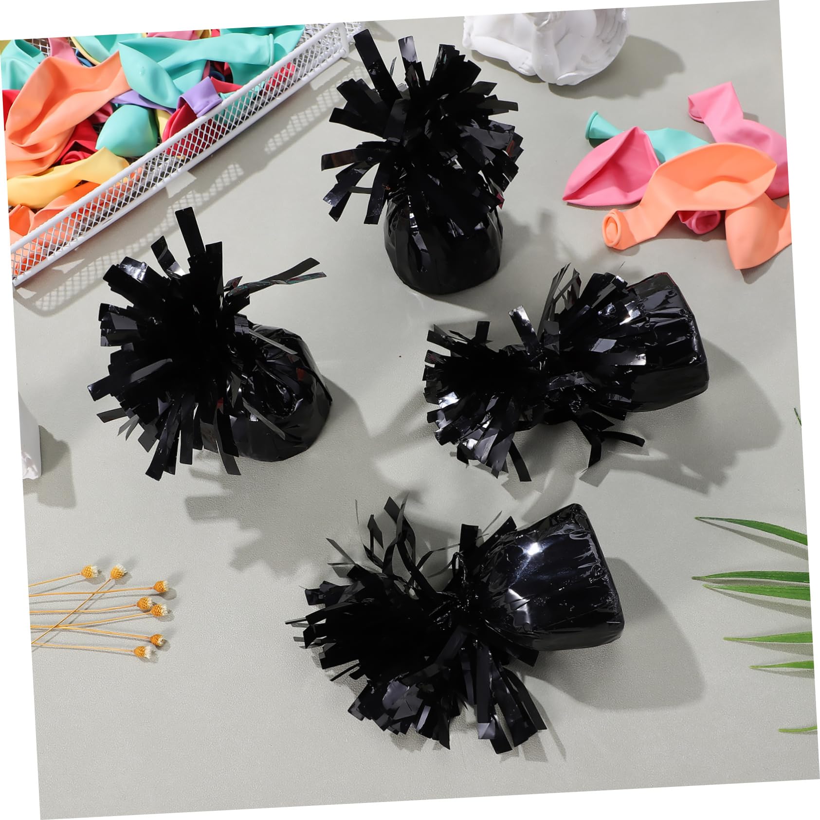 Pesetti per Palloncini in Pet, 8 Pezzi, Neri, Riutilizzabili, per Feste e Palchi, Stabilizzano i Palloncini Design Compatto e Lucido