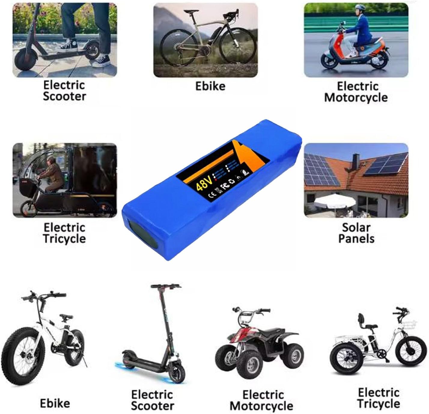 Batteria Alta Potenza 48V 100Ah Per Monopattino Elettrico Configurazione 13S2P Batteria Da 48 Volt Con Caricabatterie Inclusa Per Motori Di Skateboard Da 0-1000W