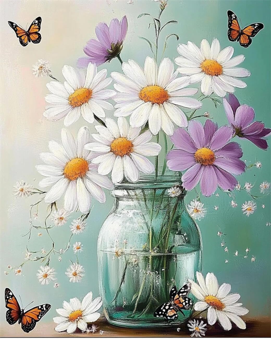 RKFLGEW DIY Bead Embroidery Kit Fantasy Daisy 30x40cm