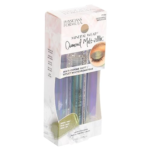 Miniatura 10 de Physicians Formula Mineral Wear - Sombra de ojos líquida de diamante, brillo metálico, verde esmeralda dorado
