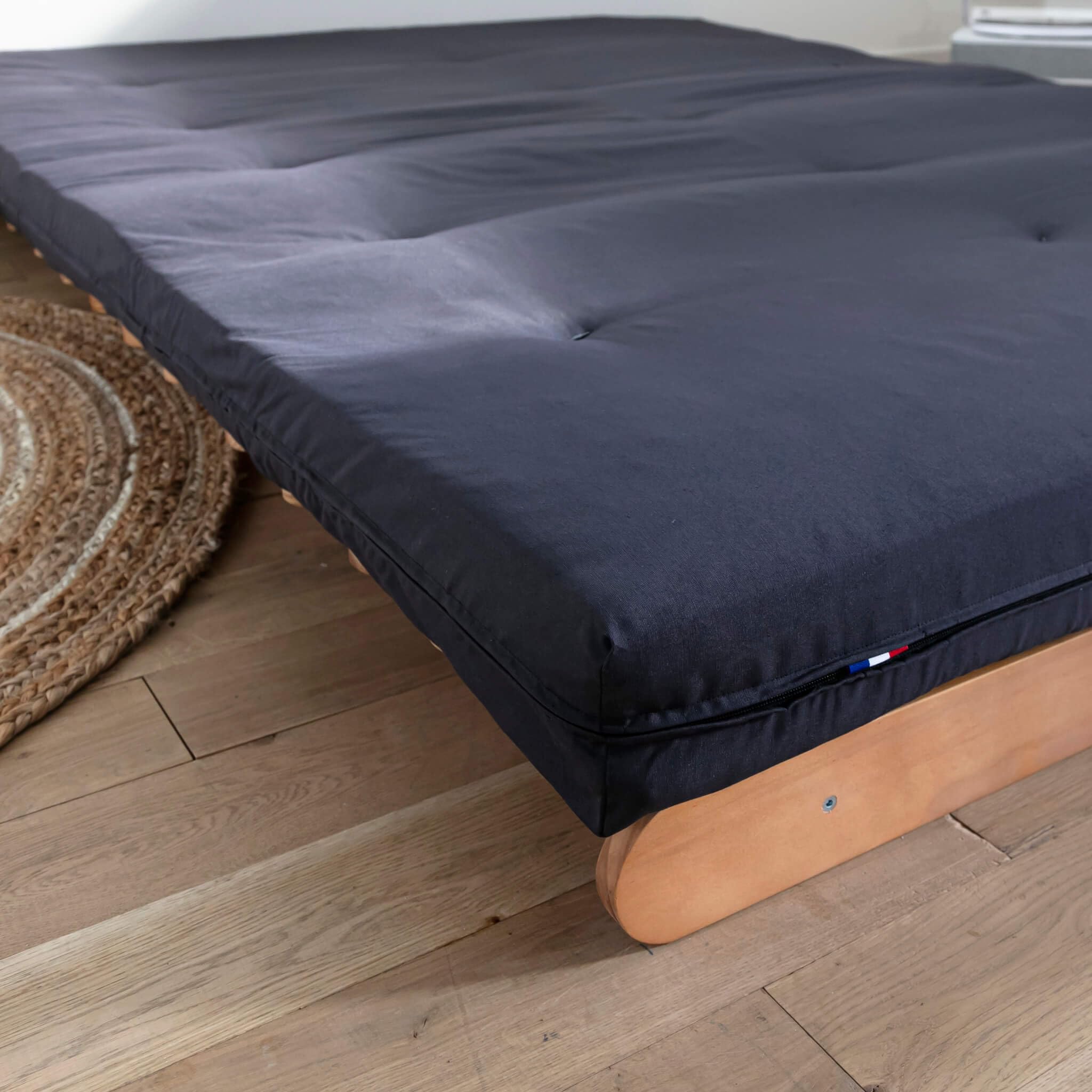 Terre de Nuit Matelas futon Anthracite en Coton 160x200