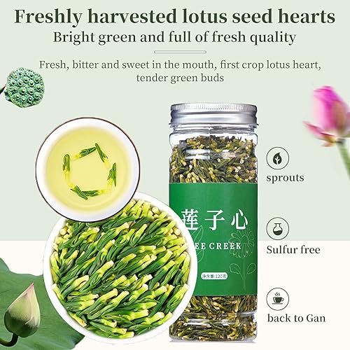 Miniatura 6 de Hee Creek Plúmula de loto seca, núcleo de semilla de loto, 8.47 oz240 g, té natural de núcleo de loto, plumula de loto, té natural para la salud,