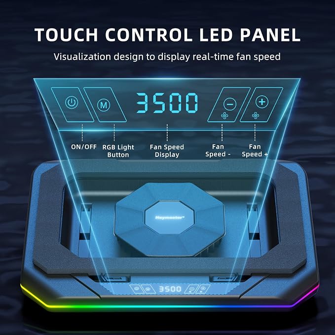 Base para laptop refrigerante RGB con ventilador y pantalla táctil miniatura 6