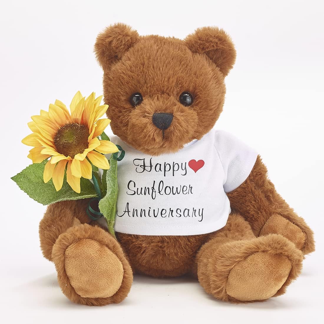 Happy 18th Wedding Anniversary Teddy Bear with Sunflower Gift