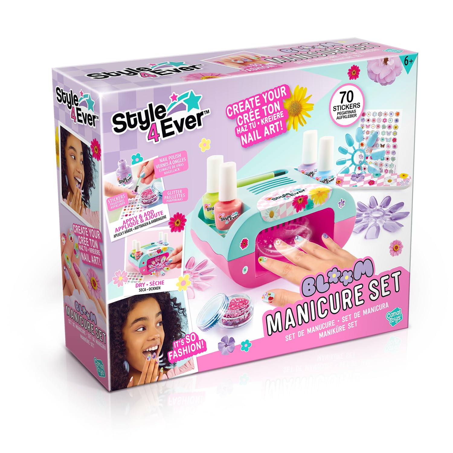 Canal Toys - Style 4 Ever - Bloom Manicure Set - Create Your Own Style with Nail Polish and Stickers in Your Bloom Manicure Set - Gift Idea for Children 6 Years + - Creative Hobbies - OFG 364