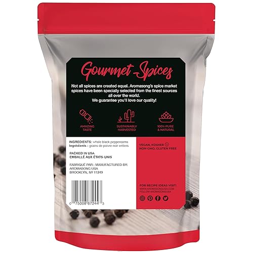 Miniatura 9 de Aromasong Sal marina gruesa orgánica (2.43 libras) con molinillo de pimienta negra (12 onzas), juego combinado de repuesto para cocinar y hornear,