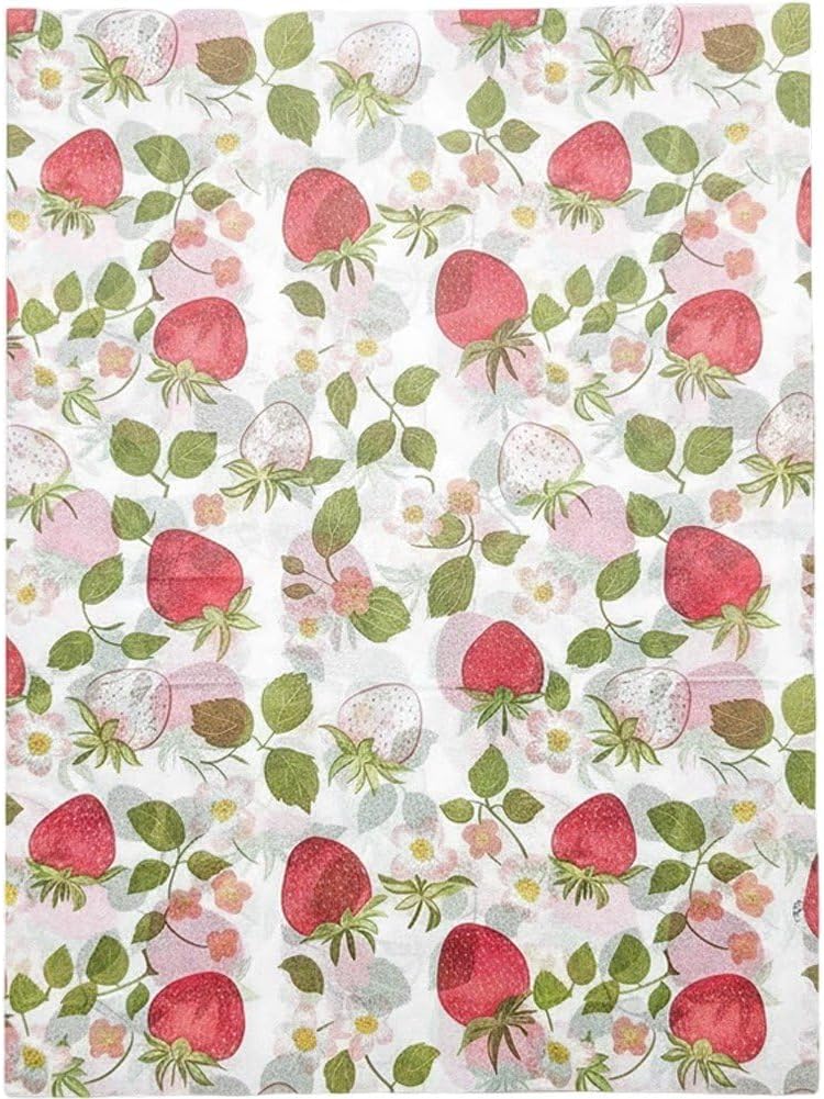 Lankater Tissue Paper Retro Strawberry Pattern Wrapping Paper Colorful Spring Easter Wedding Party Supplies Pack of 10