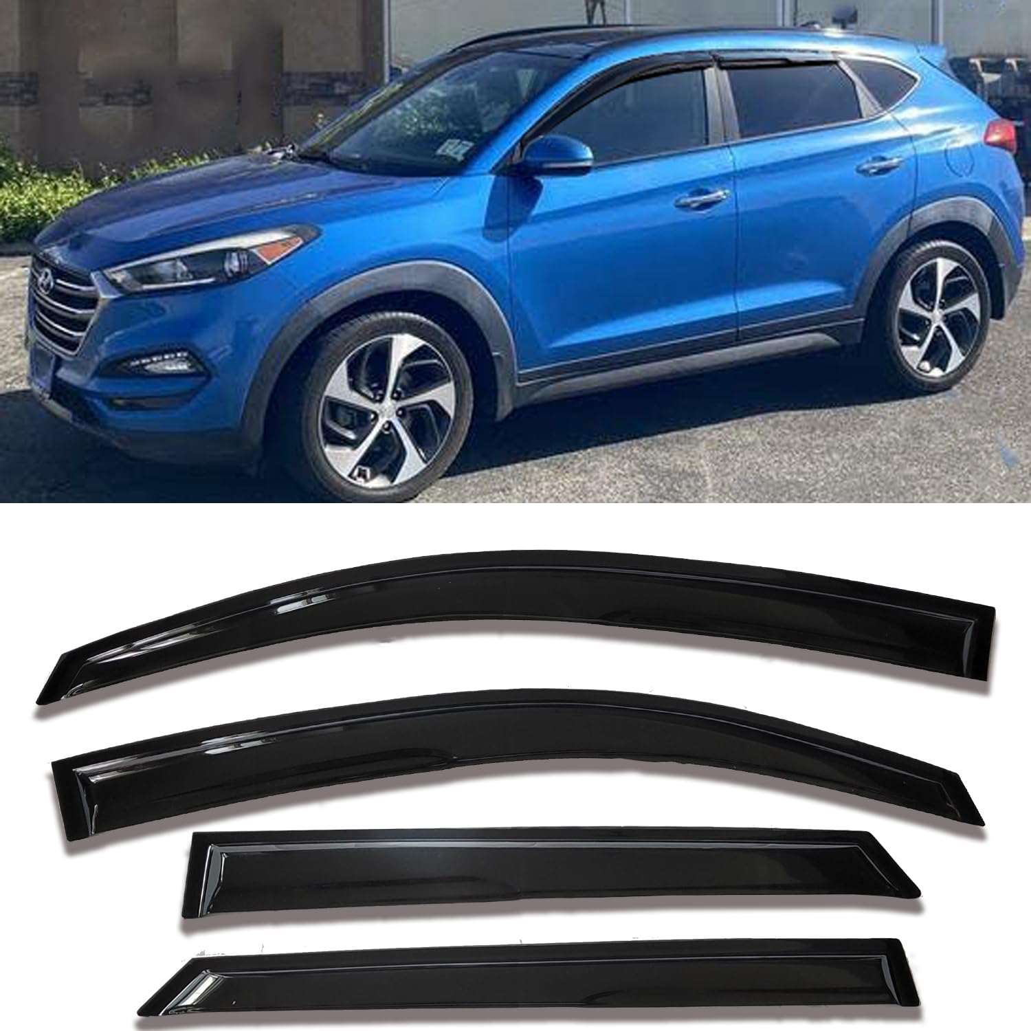 Side Window Visors Rain Guards Vent Deflectors Compatible with Hyundai Tucson 2016-2021
