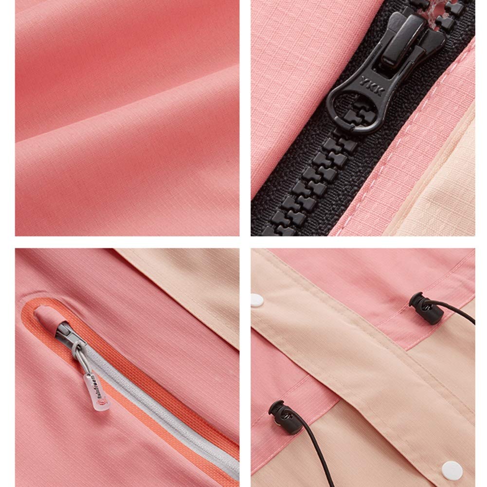 Wasserdichter Anzug Regenjacke Männer Frauen Regenanzug Regenmantel mit Kapuze wasserdichte Jacke/Hose Regenbekleidung Schneemantel Ski (Farbe : Rosa, Größe : L)