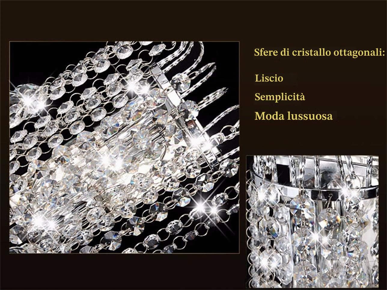 Lampada da Parete in Cristallo con Gocce di Sfera di Cristallo Cromata Moderna Accanto a Applique E14x2 Luci per La Casa Seduta Camera da Letto Corridoio Ristorante Soggiorno Sala da Pranzo