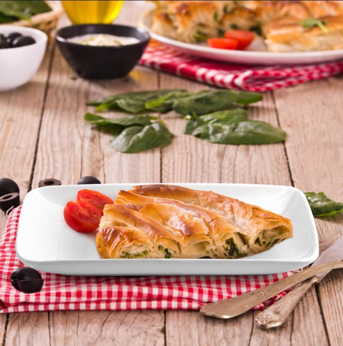 Provance 6er Set 30cm x 17,5 cm Tablett Serviertablett Keramik Porzellan Weiß - Servierplatte Groß Kuchenplatte Rechteckig für Antipasti, Dessert, Kuchen, Sushi, Salat, Porzellanteller